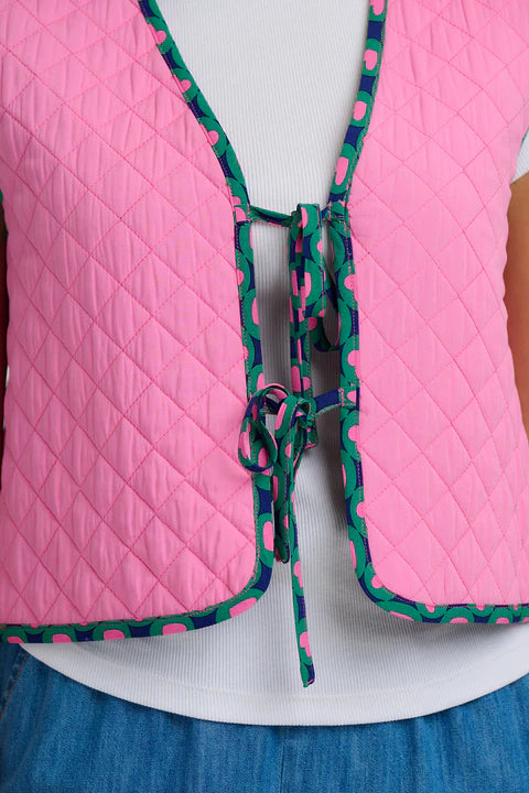 Sugarhill Vander Quilted Waistcoat - Navy, Heart Tile