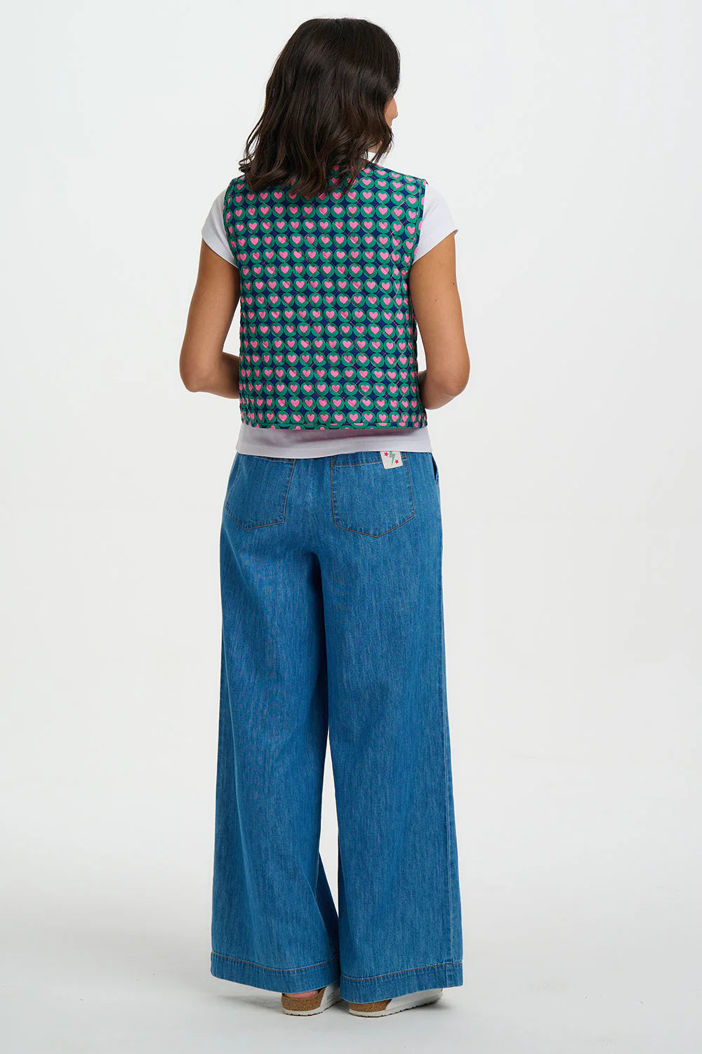 Sugarhill Vander Quilted Waistcoat - Navy, Heart Tile