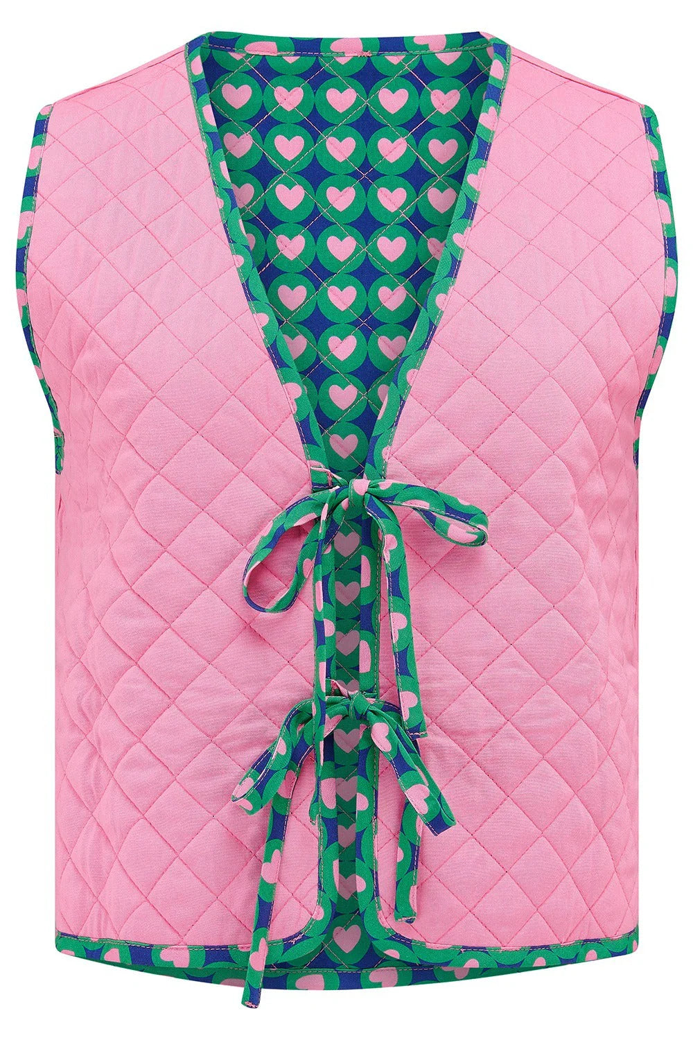 Sugarhill Vander Quilted Waistcoat - Navy, Heart Tile