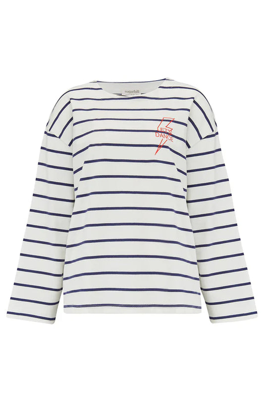 Sugarhill Billie breton top off white - Navy lets dance