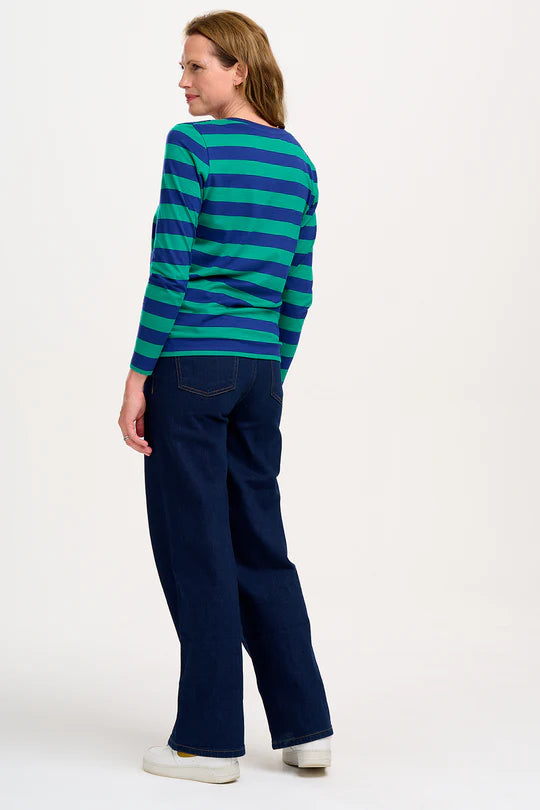 Sugarhill Emma jersey top navy/green happy