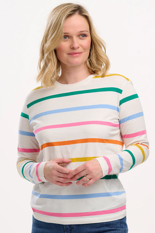 Sugarhill Brunswick jersey top - off white rainbow stripes