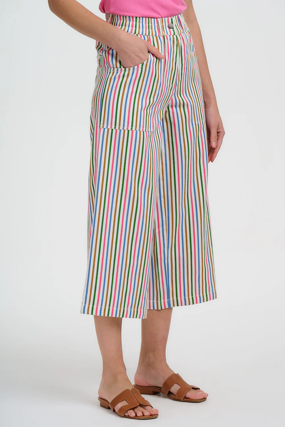 Sugarhill Charlene Cropped Trousers - Multi, Colourful Canvas Stripe