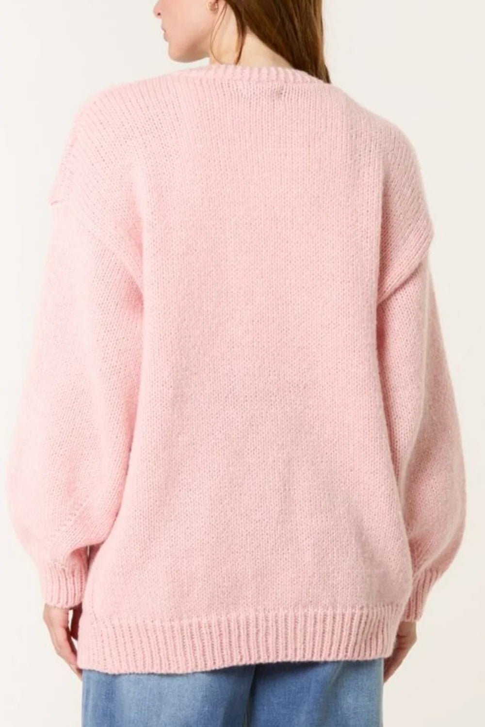 Nova london flocking daisy knit cardigan dusty pink