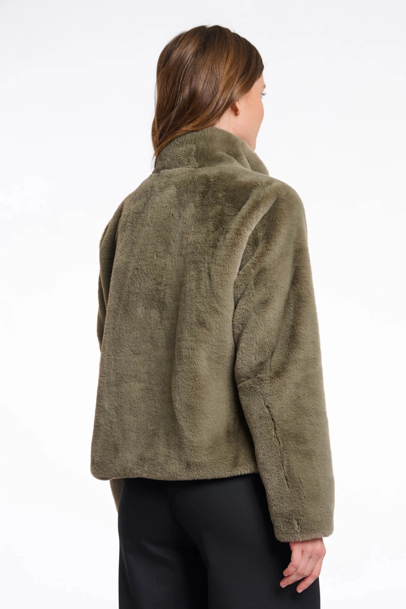 Rino & Pelle Vie single breasted fake fur jacket green ash
