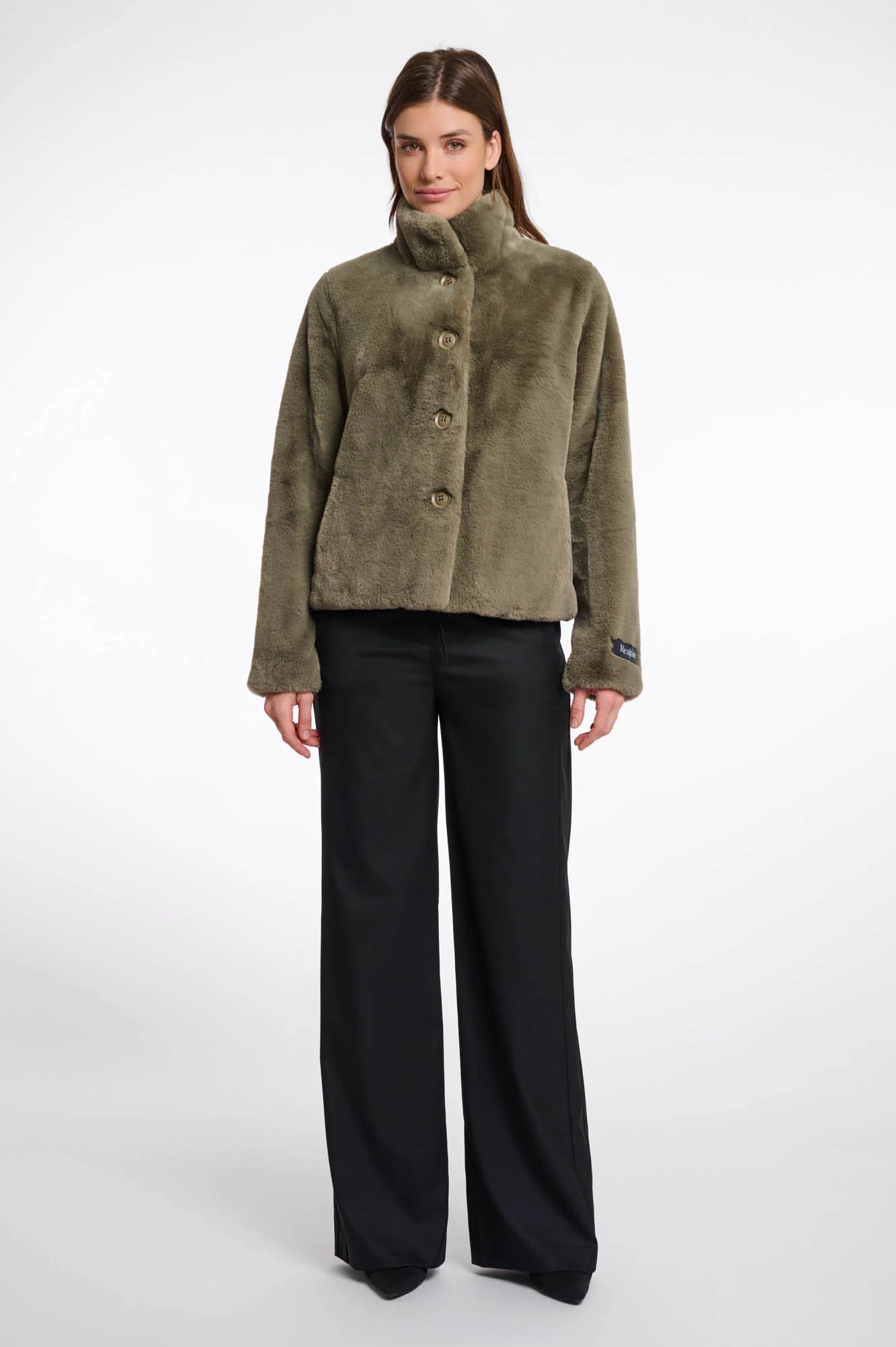 Rino & Pelle Vie single breasted fake fur jacket green ash