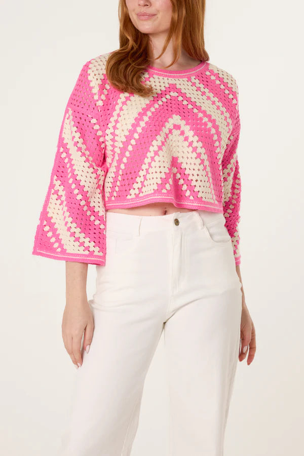 Nova London Zig Zag Crochet Cropped jumper