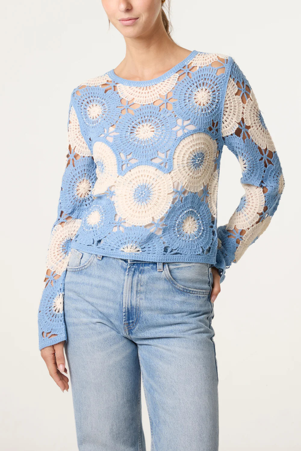 Nova Beaded Circular Floral Crochet Top