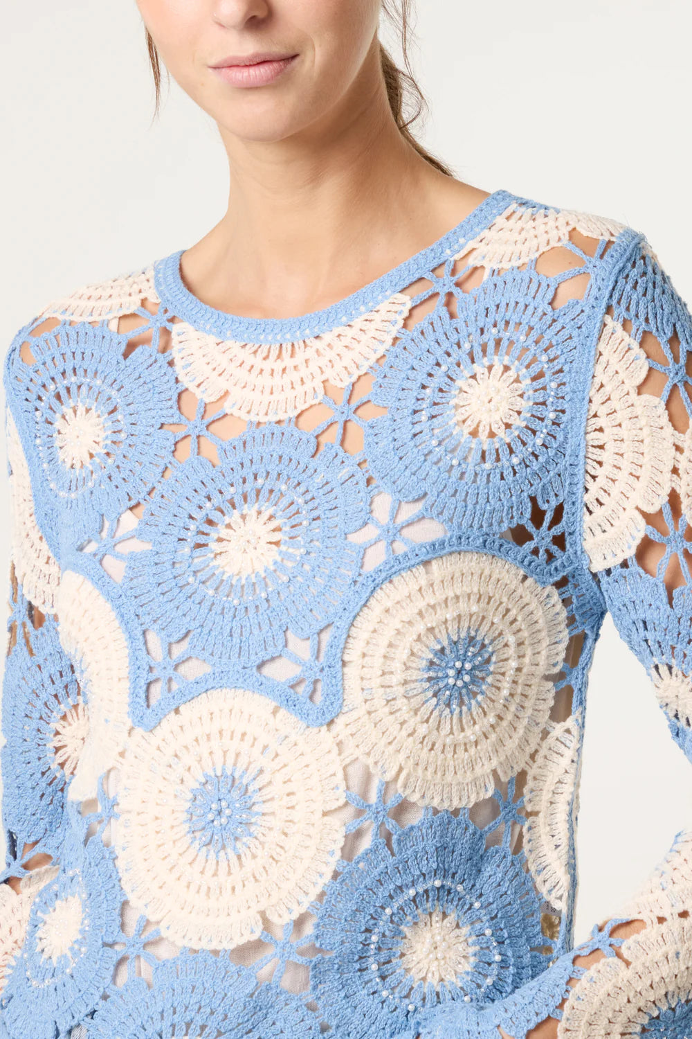 Nova Beaded Circular Floral Crochet Top