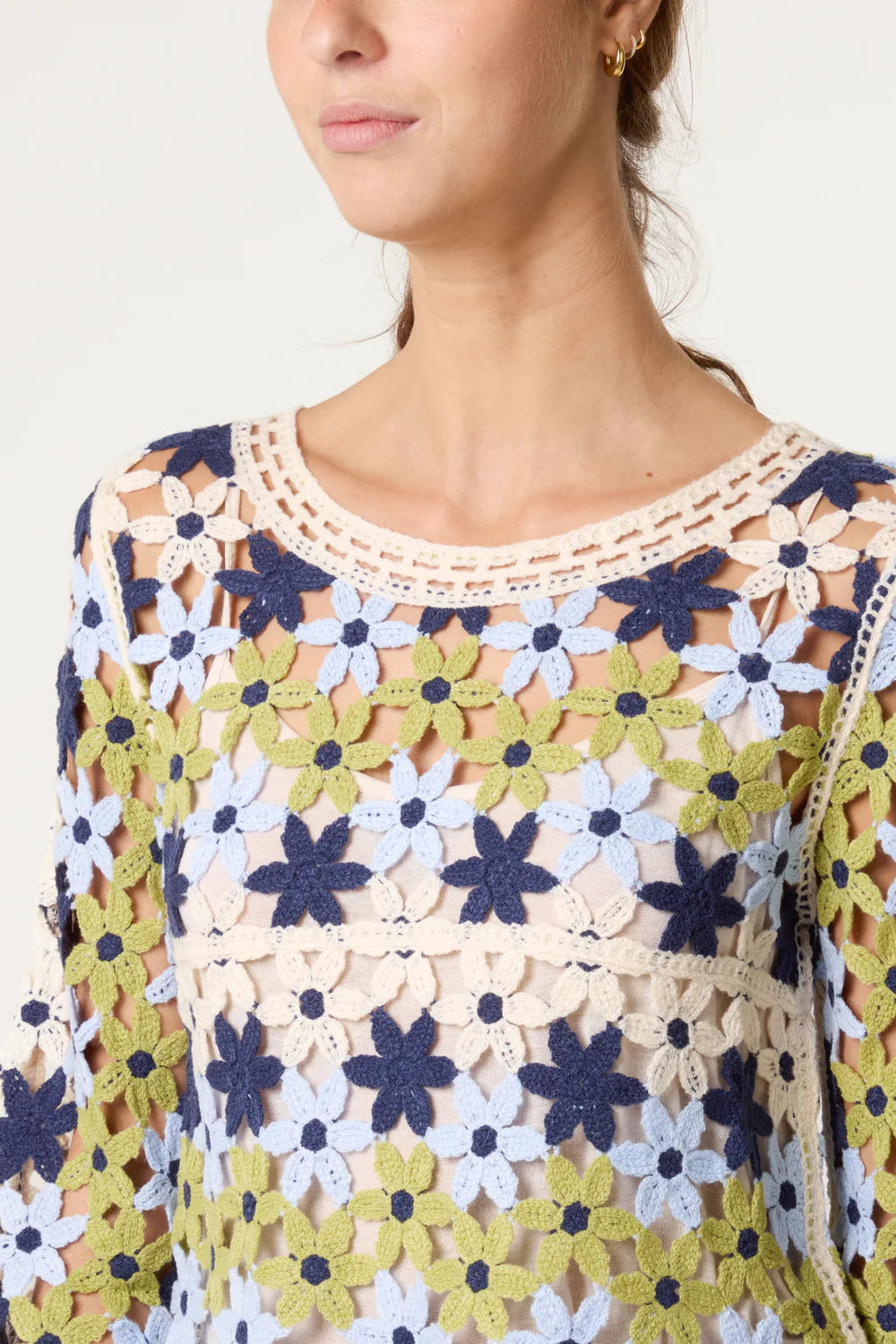 Nova London Floral Crochet Cropped Jumper