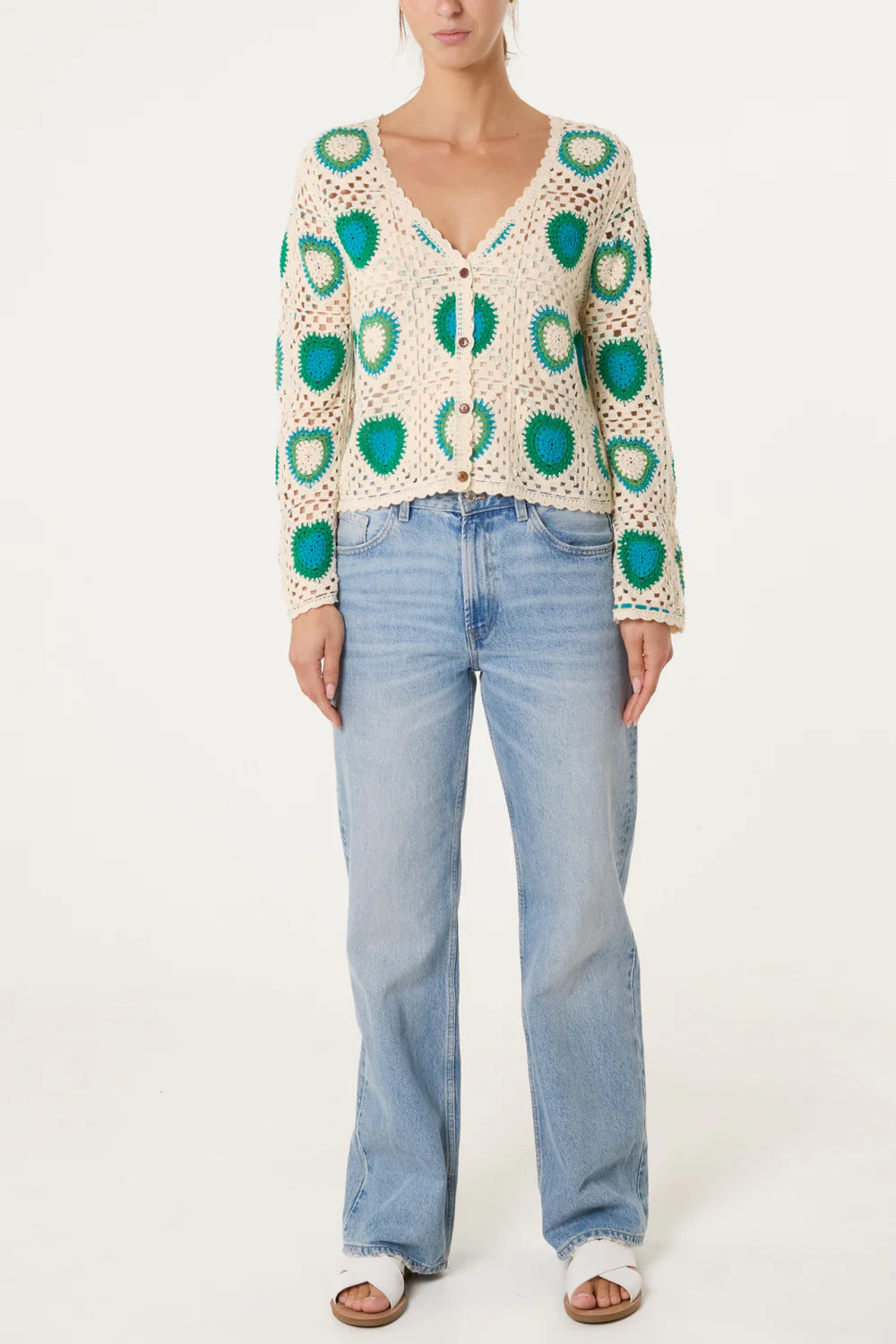 Nova london Colourful Heart Crochet Cardigan