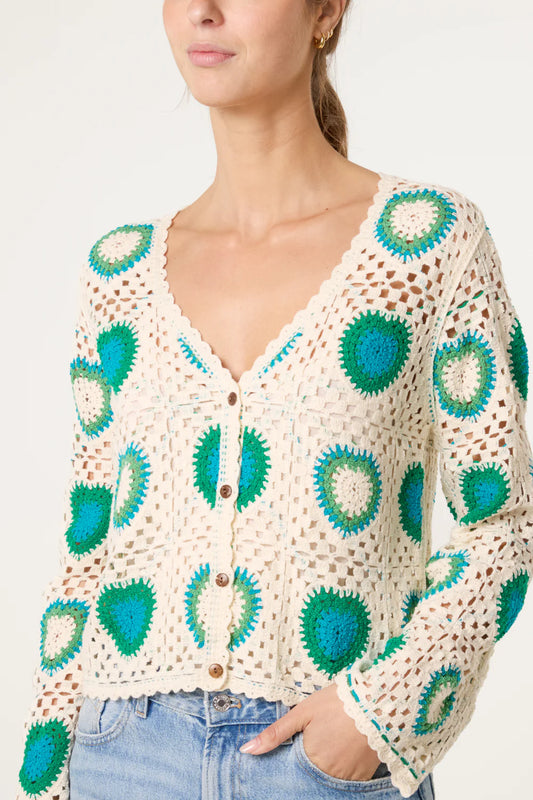 Nova london Colourful Heart Crochet Cardigan