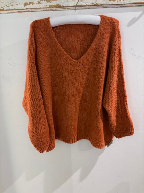 Italian collection Drop Sleeve V-Neck Mohair Jumper (Natural Fibres)2257