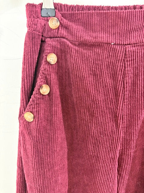 Italian collection Corduroy Button Pocket Wide Leg Trouser 5653