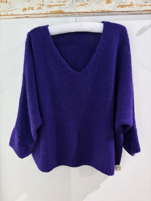 Italian collection Drop Sleeve V-Neck Mohair Jumper (Natural Fibres)2257