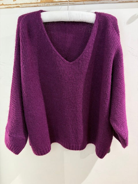 Italian collection Drop Sleeve V-Neck Mohair Jumper (Natural Fibres)2257