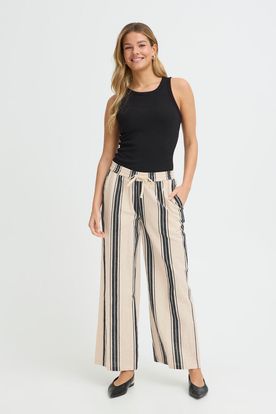 Fransa  WIDE STRIPE METEORITE - White Trousers