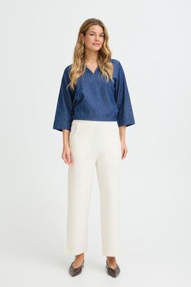 Fransa Whisper White - White trousers