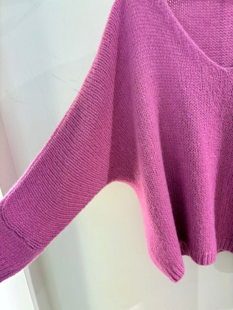 Italian collection Drop Sleeve V-Neck Mohair Jumper (Natural Fibres)2257