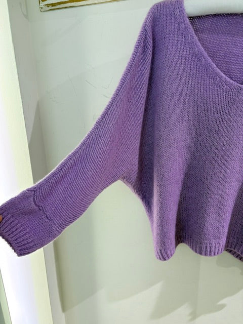 Italian collection Drop Sleeve V-Neck Mohair Jumper (Natural Fibres)2257