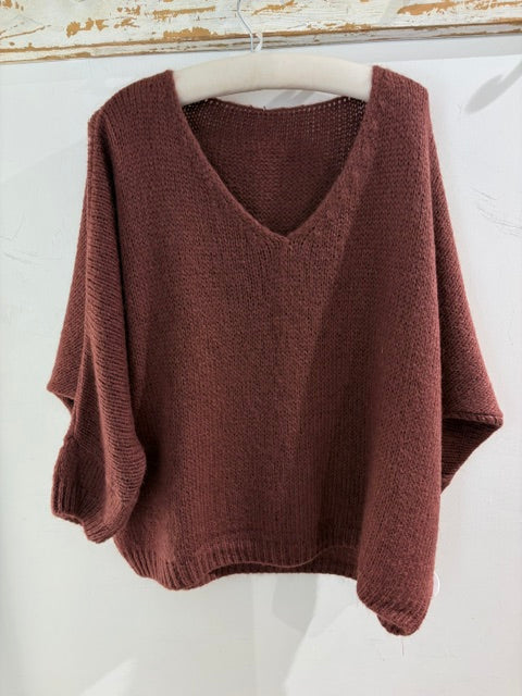 Italian collection Drop Sleeve V-Neck Mohair Jumper (Natural Fibres)2257