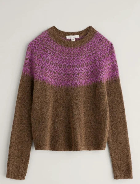 Seasalt Spruce Frost Mohair-Blend Fair Isle Jumper