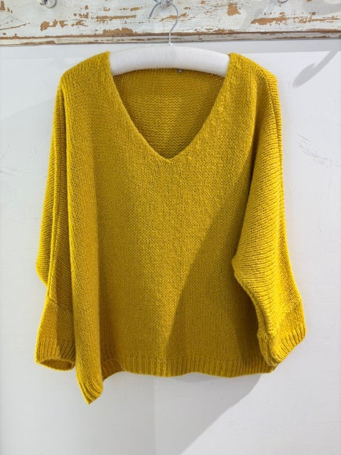 Italian collection Drop Sleeve V-Neck Mohair Jumper (Natural Fibres)2257