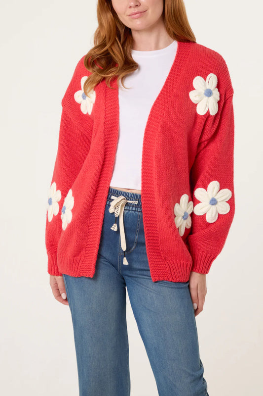 Nova london Flocking daisy knit cardigan Orange