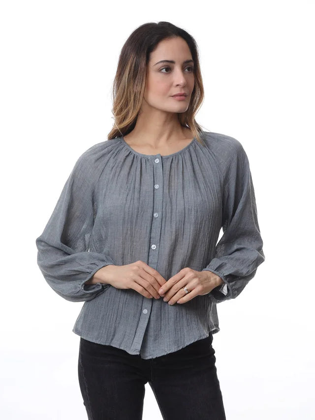 Kris ana Cotton blouse - Grey