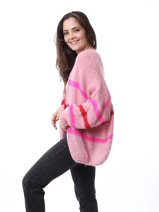 Kris ana mohair mix cardigan - Pink