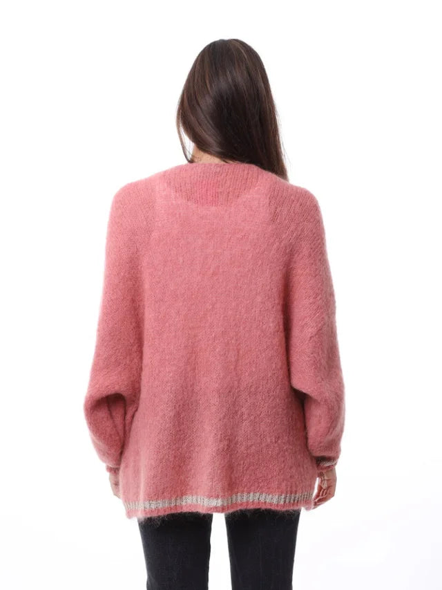 Kris ana mohair mix cardigan - Baby pink