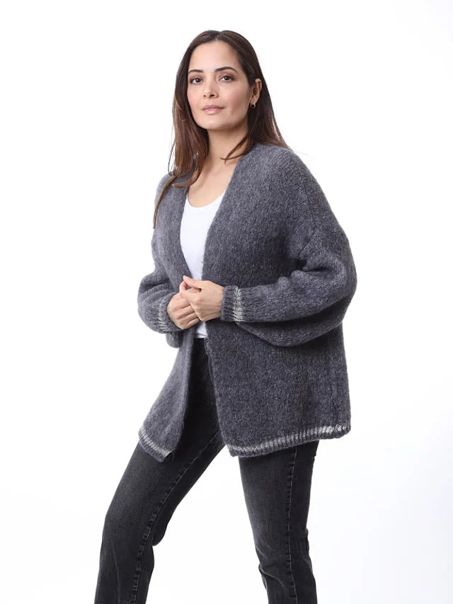 Kris ana mohair mix cardigan - charcoal grey