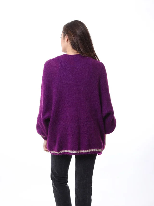 Kris ana mohair Mix cardigan - deep purple