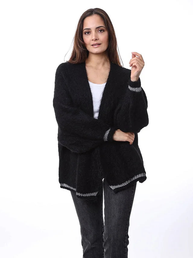 Kris ana mohair mix cardigan - Black