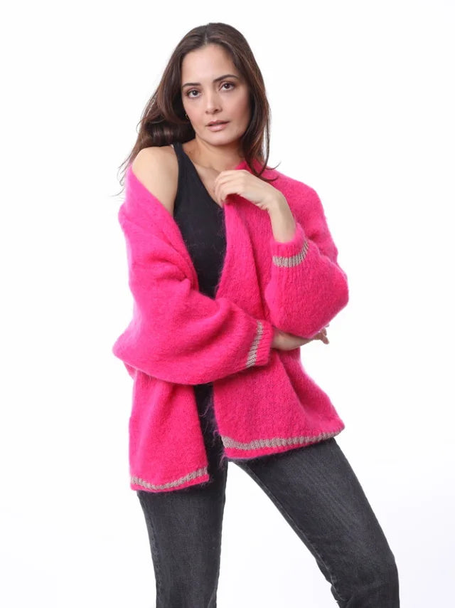 Kris ana mohair mix cardigan - Shocking pink