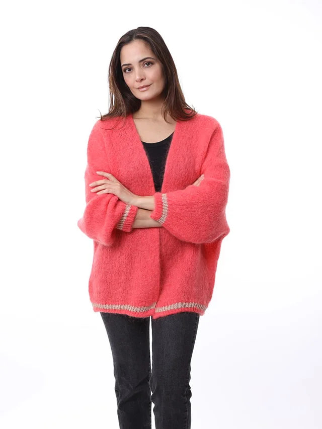 Kris ana mohair mix cardigan - Coral