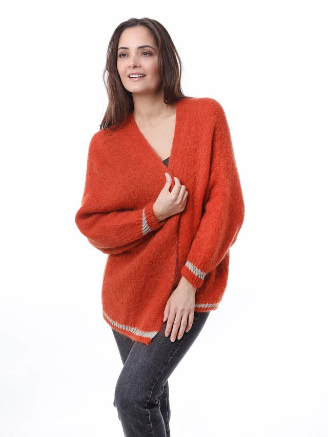 Kris ana mix mohair mix cardigan - Burnt orange