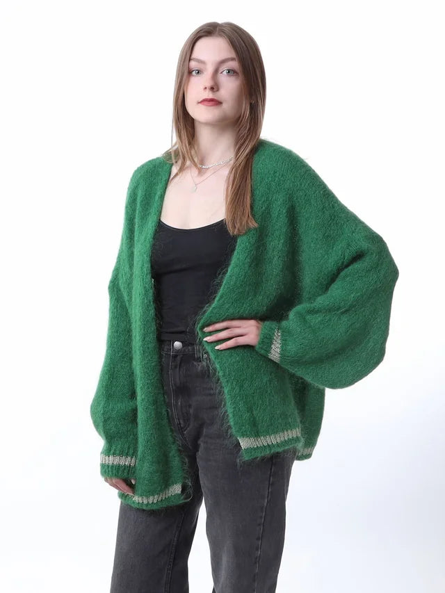 Kris ana mohair mix cardigan - emerald green