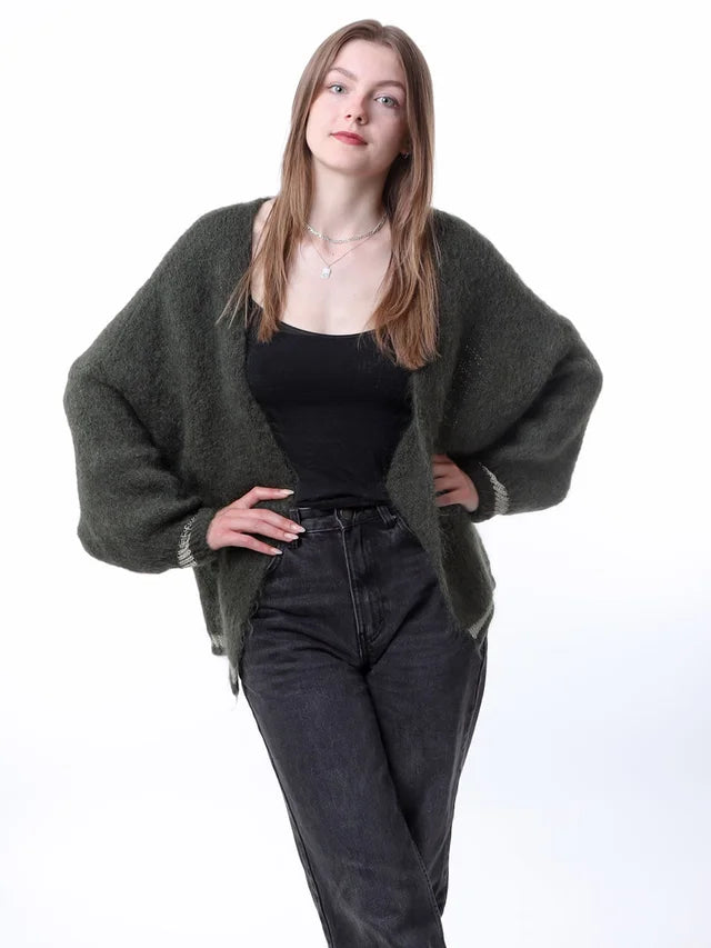 Kris ana mohair mix cardigan - Khaki green