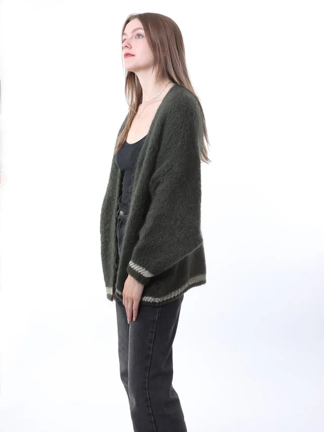 Kris ana mohair mix cardigan - Khaki green