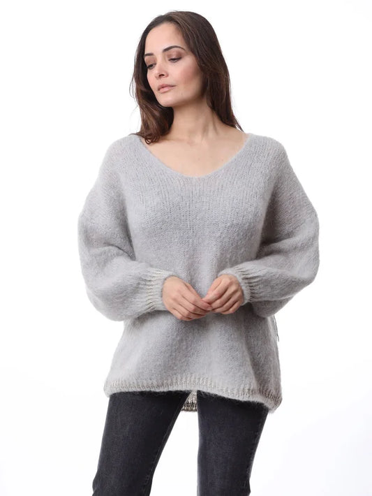 kris ana mohair mix jumper - Iight grey