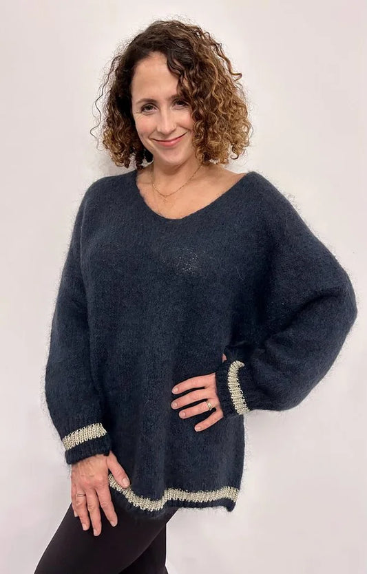 Kris ana mohair mix jumper - Navy