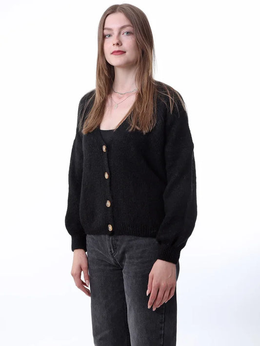 Kris ana mohair mix cardigan - Black