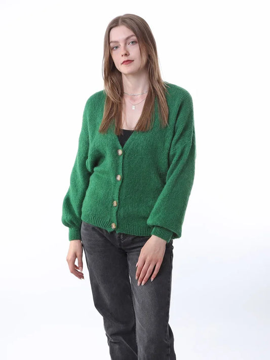 Kris ana mohair mix cardigan - Green