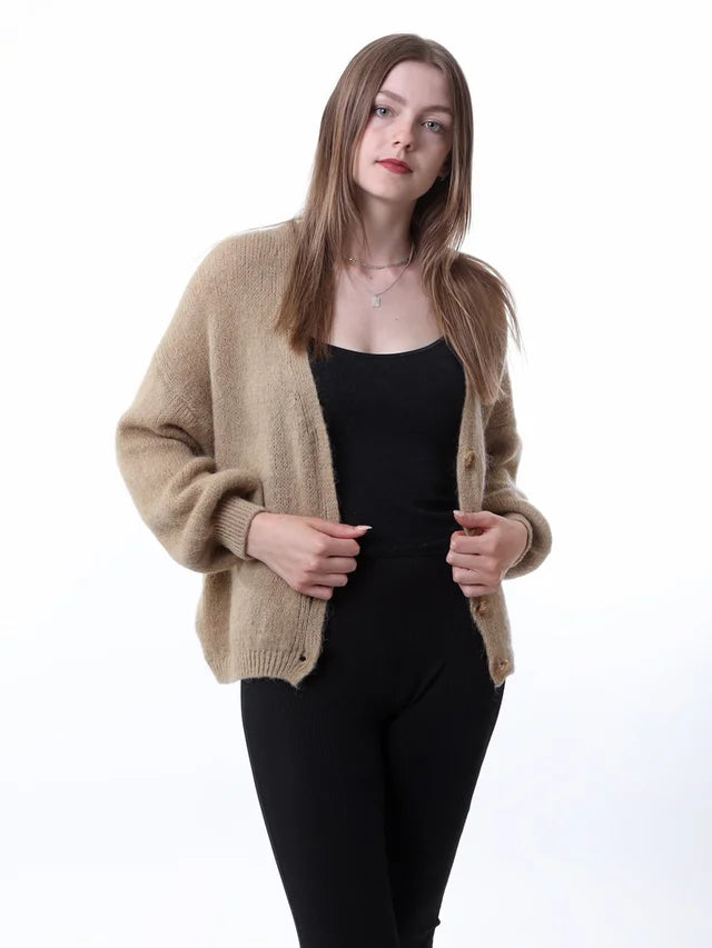 Kris ana mohair mix cardigan -Beige