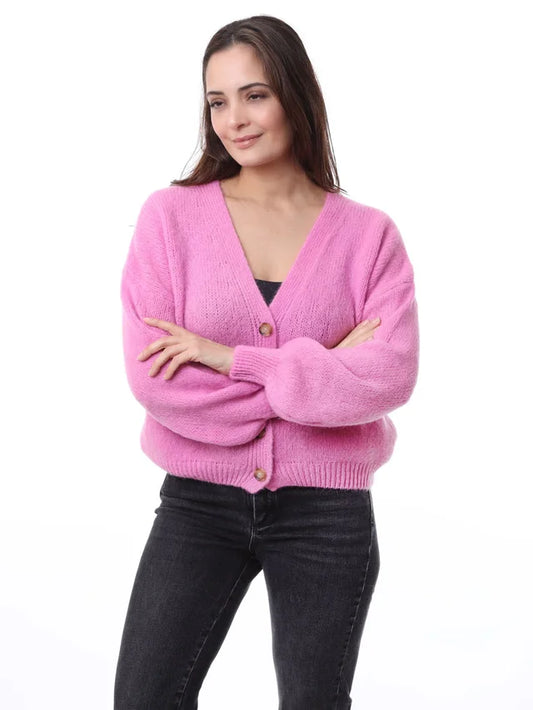 Kris ana mohair mix cardigan - pale pink