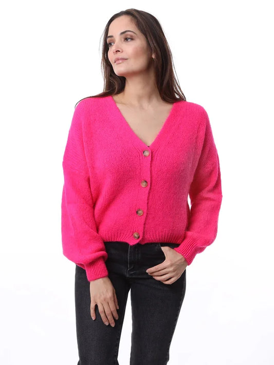 Kris ana mohair mix cardigan - pink