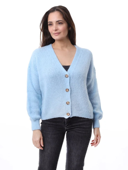 kris ana mohair mix cardigan - Pale blue