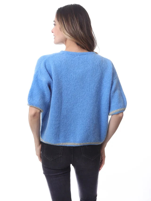 Kris ana short sleeve mohair mix cardigan light blue