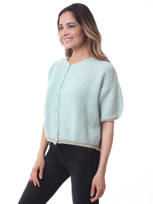 Kris ana short sleeve mohair mix cardigan Mint